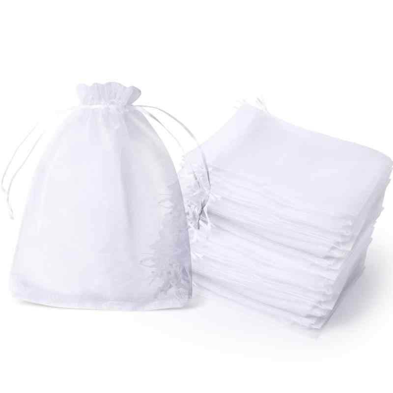 ラッピング 袋 透明 オーガンジー 巾着 巾着袋 ポーチ ギフト 小分け袋 プレゼント (10x15cm 40枚)