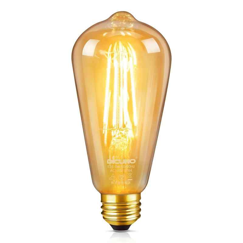 DiCUNO LED電球 E26口金 60W形相当 6W 電球色 エジソン電球 2700K フィラメント電球 レトロ ST64 調光器非対応 (茶色)