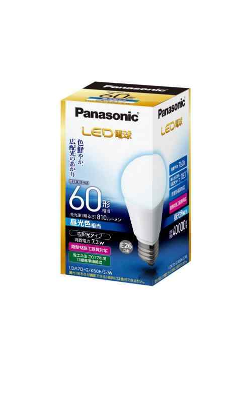 パナソニック LED電球 口金直径26mm 電球60W形相当 昼光色相当(7.3W) 一般電球・広配光タイプ 密閉形器具対応 LDA7DGK60ESW