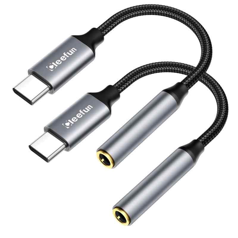 CLEEFUN USB Type-C 3.5mm USB C イヤホンジャック変換 アダプター DAC搭載 タイプc イヤホン 変換 音楽/電話/音量調節 ハイレゾ対応 iPh