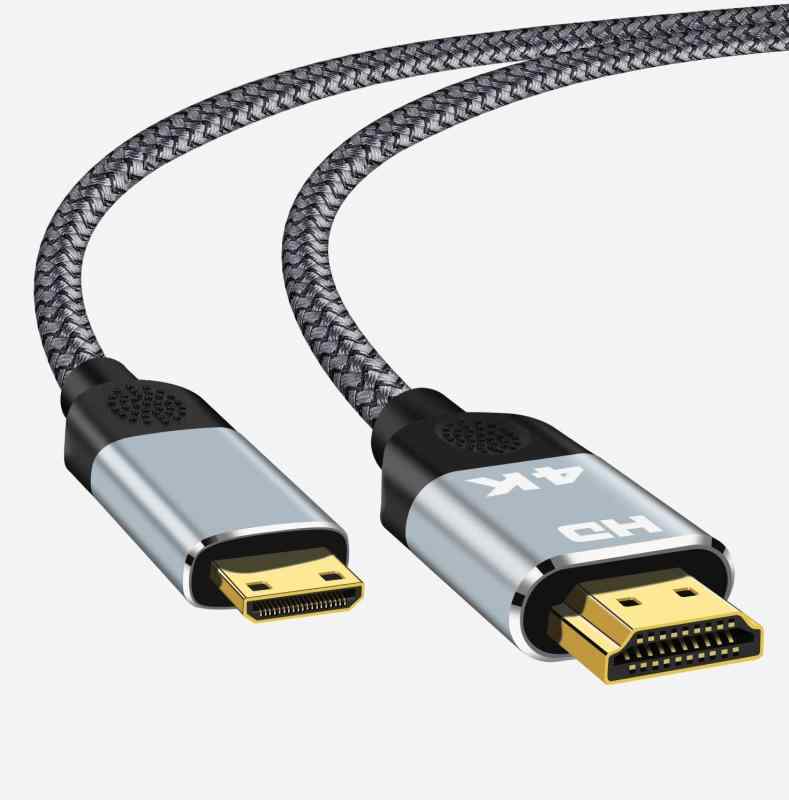 Mini HDMI to HDMIケーブル ミニ hdmiオス - HDMIオス変換ケーブル 4K 60Hz Ultra HD 3D対応 18Gbps 高速データ 双方向伝送 mini hdmi to